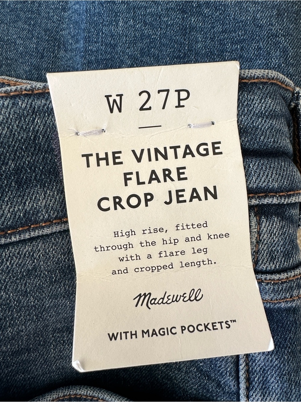 Madewell The Petite Vintage Flare Crop Jean High Rise Magic Pockets NWT Size 27P - Picture 6 of 7